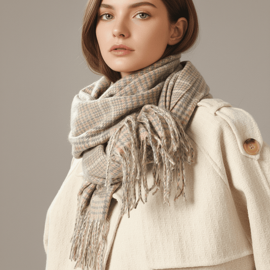 Soft Check Tassel Scarf