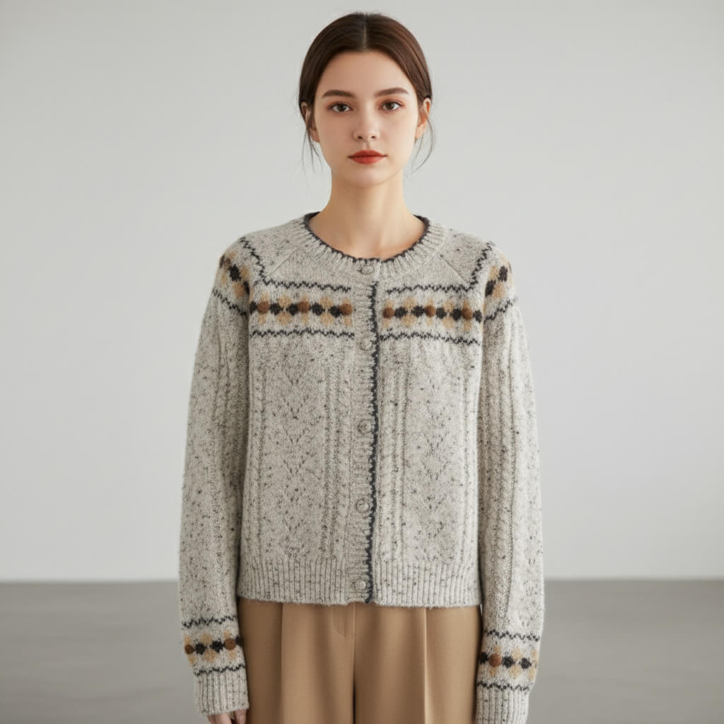 Cosy Winter Relaxed Fit Short Wool Knit Jacket Top Layer Pullover