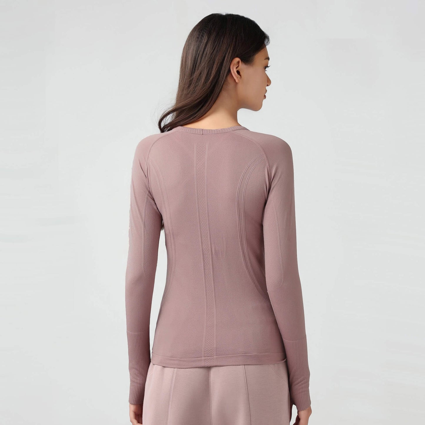 [Tops > Long sleeve] Ladies' Lightweight Flexible Tight-fit Workout Shirt (Pink)