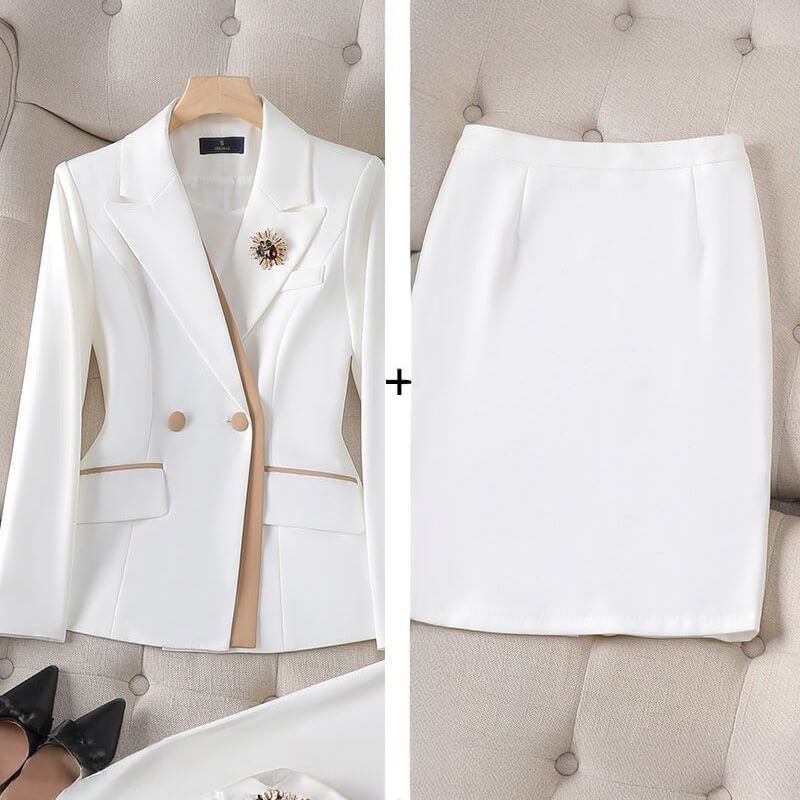 Elegant Professional Office Attire for Corporate Women (White)