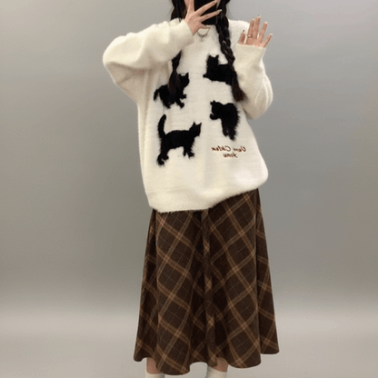 Kitty Motif Knit Jumper