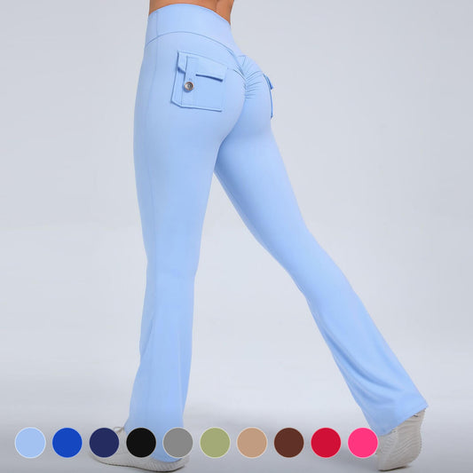 [Leggings] Stretch Yoga Flared Trousers Workout Athletic Wide Waistband