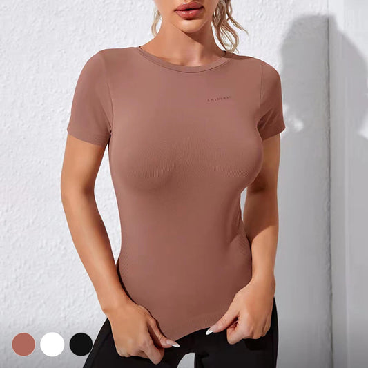 [Tops > T-shirt] Sleek Fit Workout Tee Slimming Short Sleeve Activewear Top