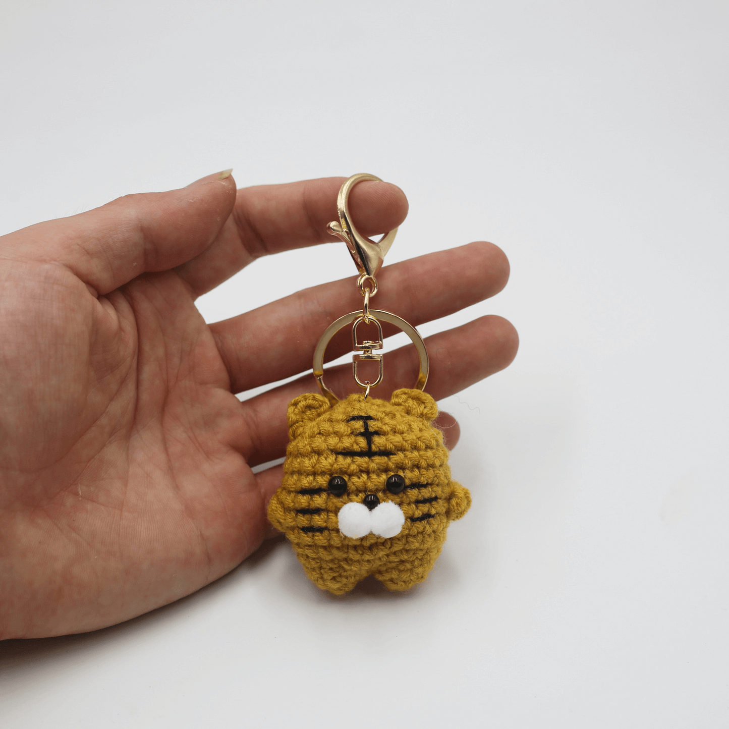 Crocheted Wool Animal Keyring — Tiger