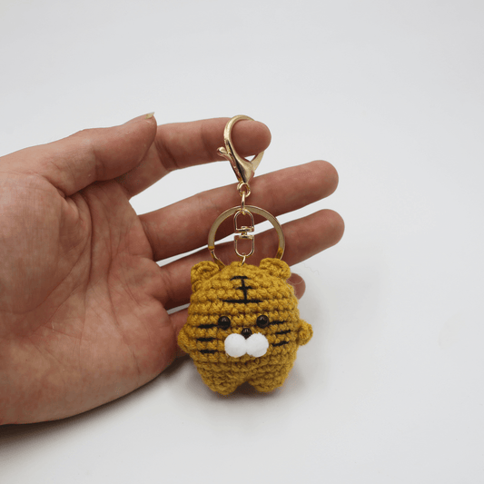 Crocheted Wool Animal Keyring — Tiger