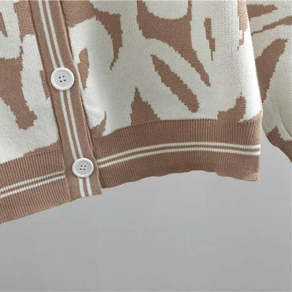 Abstract Knit Cardigan & Wide‑Leg Lounge Co‑ord