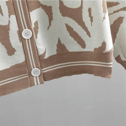 Abstract Knit Cardigan & Wide‑Leg Lounge Co‑ord