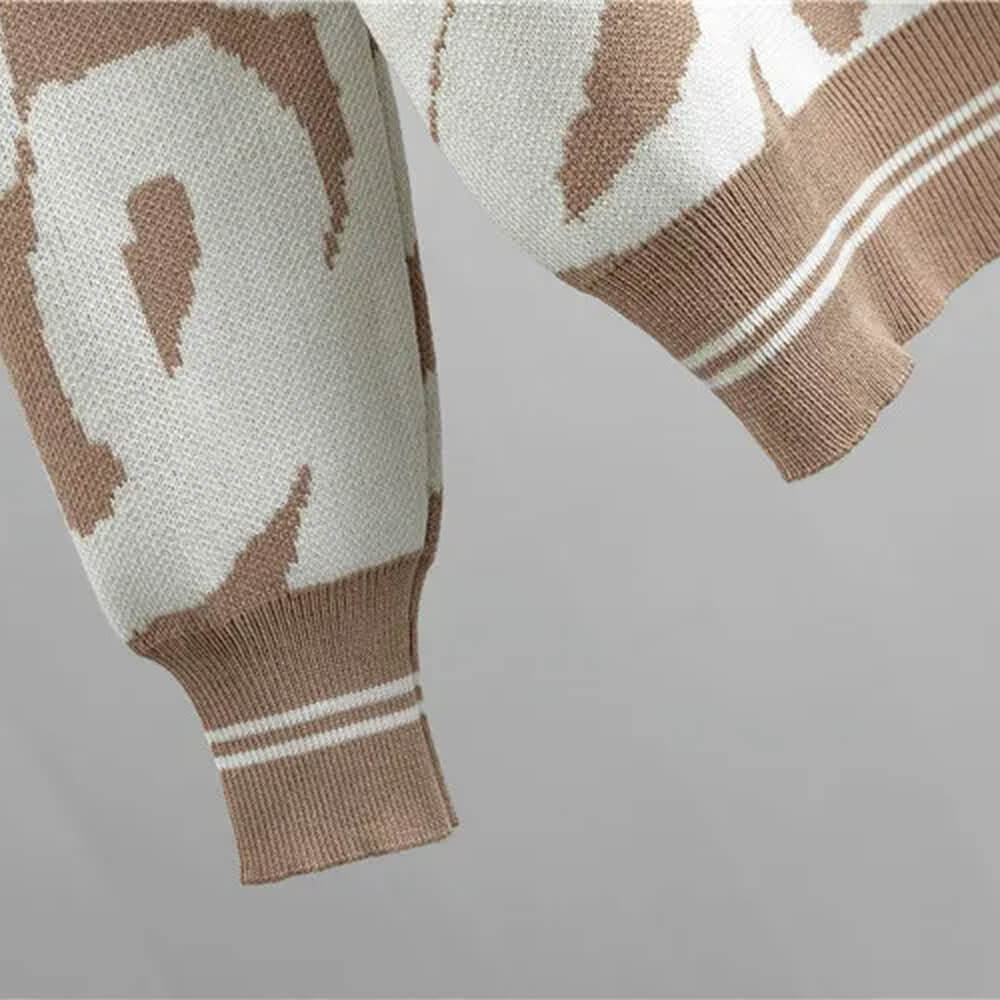 Abstract Knit Cardigan & Wide‑Leg Lounge Co‑ord