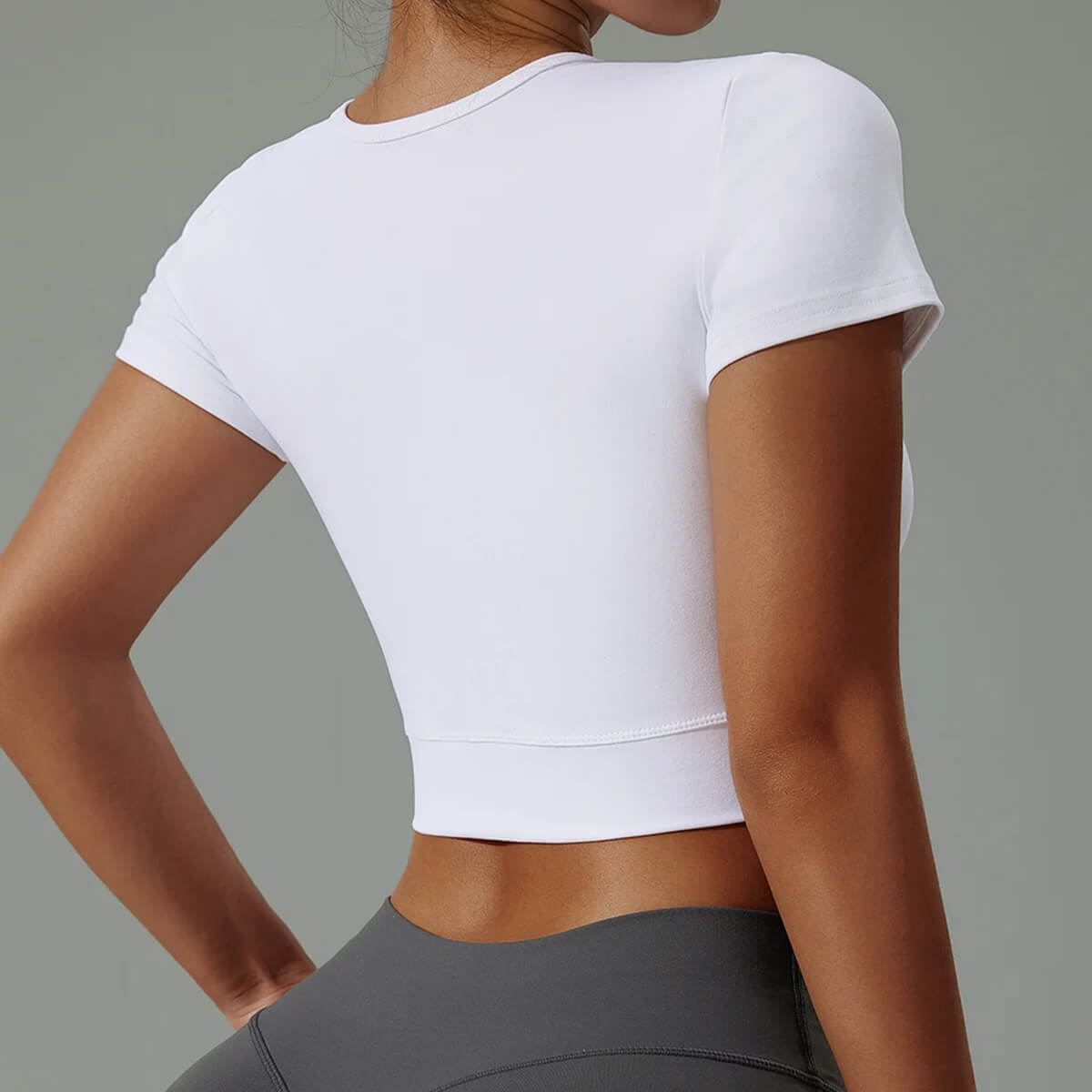 [Tops > T-shirt] Round Neck Fitness Yoga Wear T-Shirt