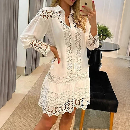Autumn Breeze Chic Lace Trim Casual Blouse