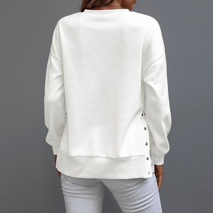 Women’s Casual Crew-Neck Side-Snap Jumper