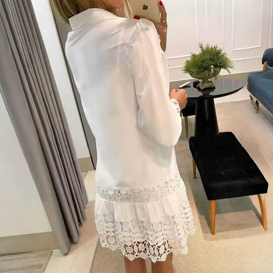 Autumn Breeze Chic Lace Trim Casual Blouse