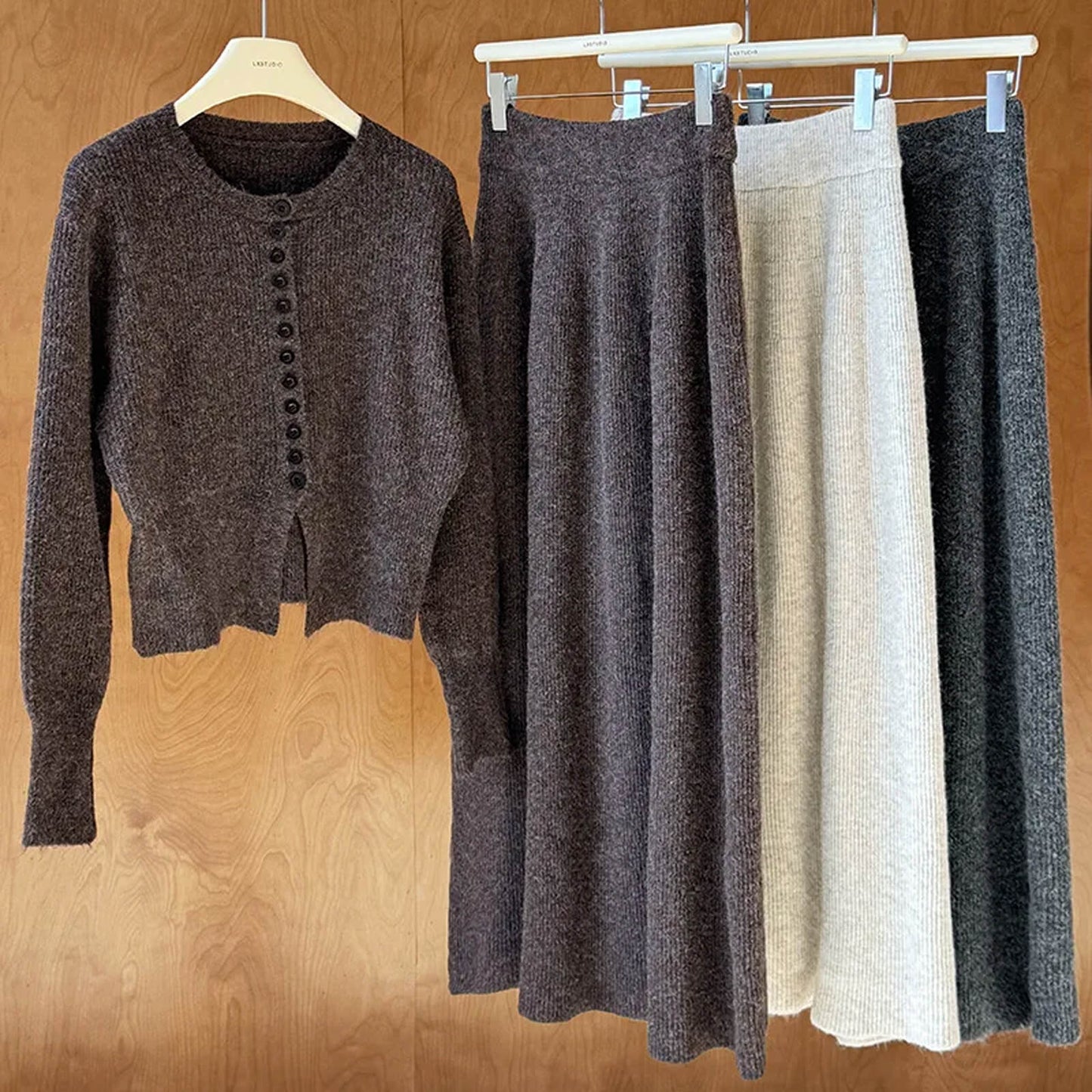 V‑neck Button‑Through Knitted Dress and Top Co‑ord Set