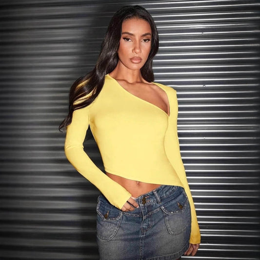 Solid-Color Pullover T-Shirt (Warm color)